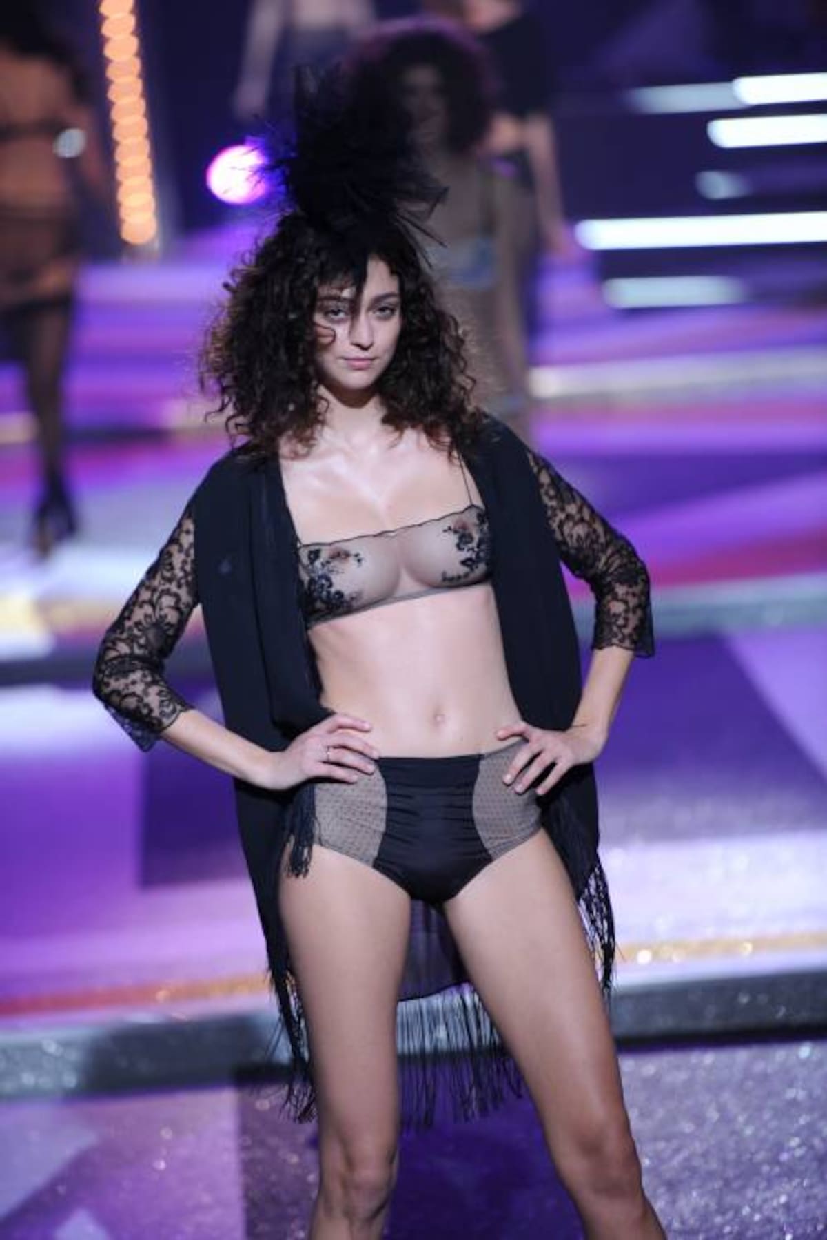 A model presents lingerie creations by Russian former model Natalia Vodianova during the Spring-Summer 2012 Etam Lingerie Collection Show on January 23, 2012 in Paris. AFP PHOTO / MIGUEL MEDINA