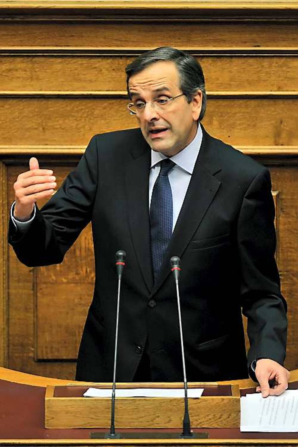 Antonis Samaras, líder conservador griego. AFP LOUISA GOULIAMAKI