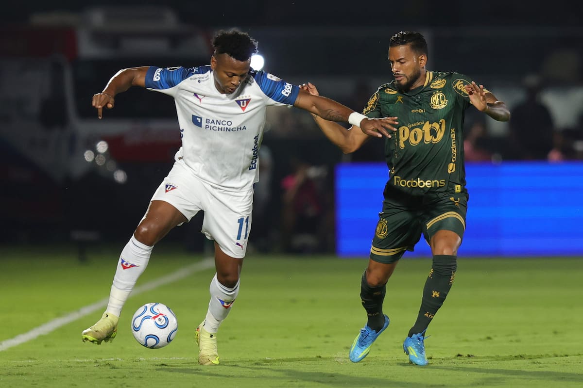 Liga de Quito y Mirassol protagonizaron uno de los duelos más parejos en octavos de final en la Copa Libertadores. //Foto, EFE: Rainier Moura
