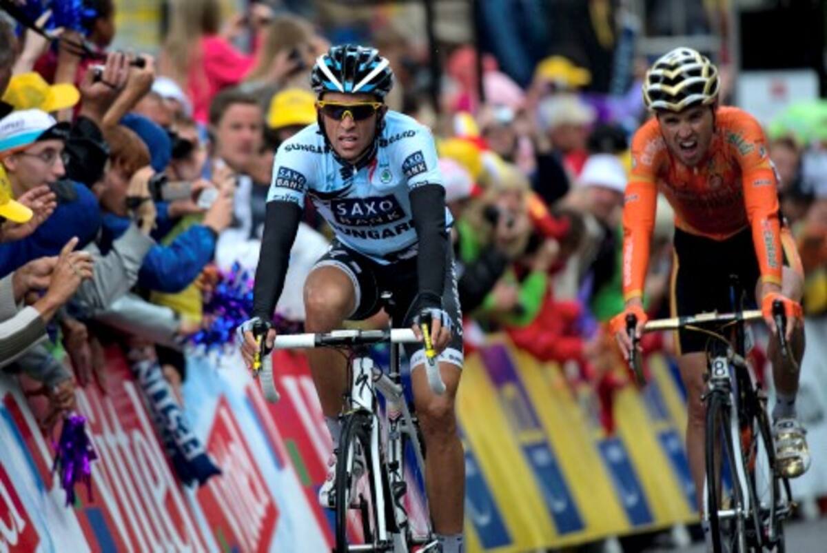 Alberto Contador descontó segundos preciosos y aspira a atacar en las etapas de alta montaña que siguen.. AFP