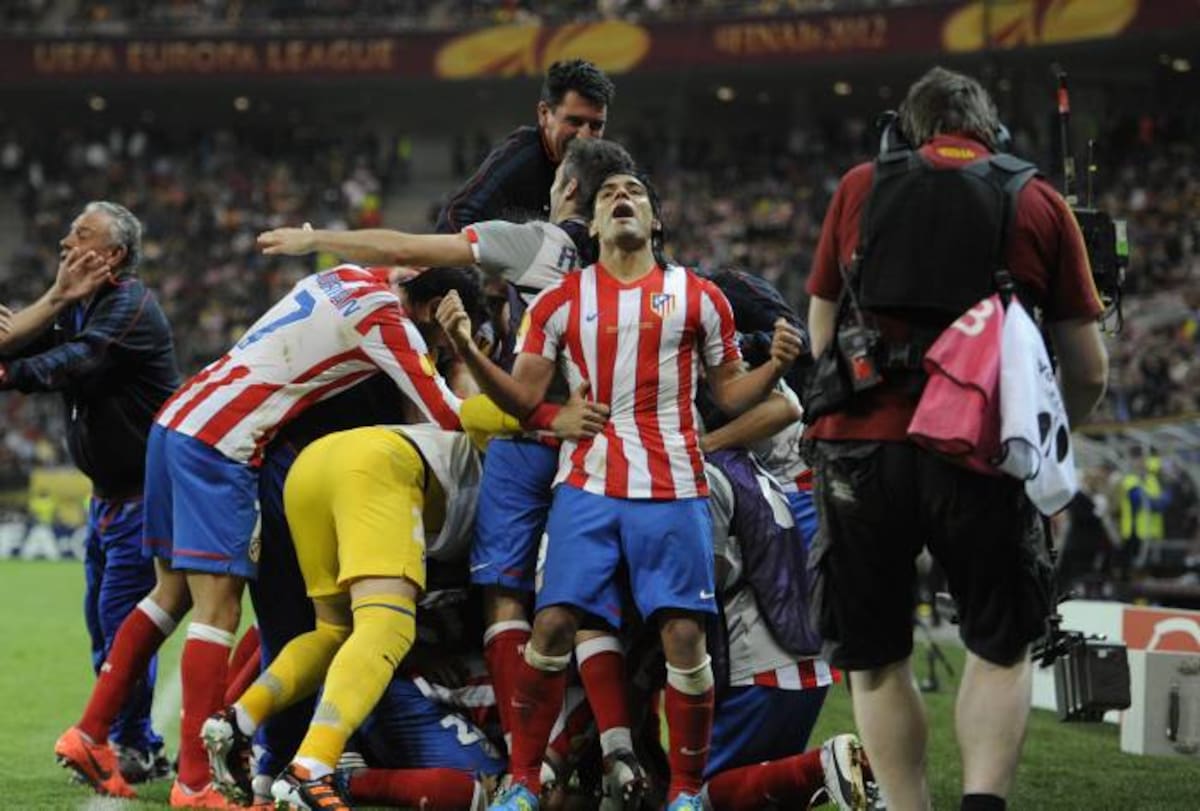 La alegría fue total en los jugadores del Atlético de Madrid. AP