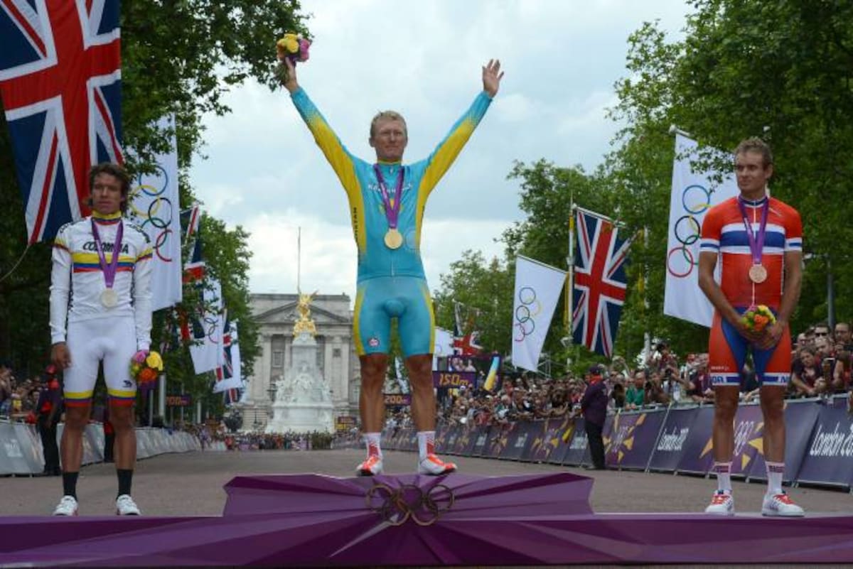 El podio de el ciclismo de ruta en los Juegos Ol{impicos de Londres-2012 AFP