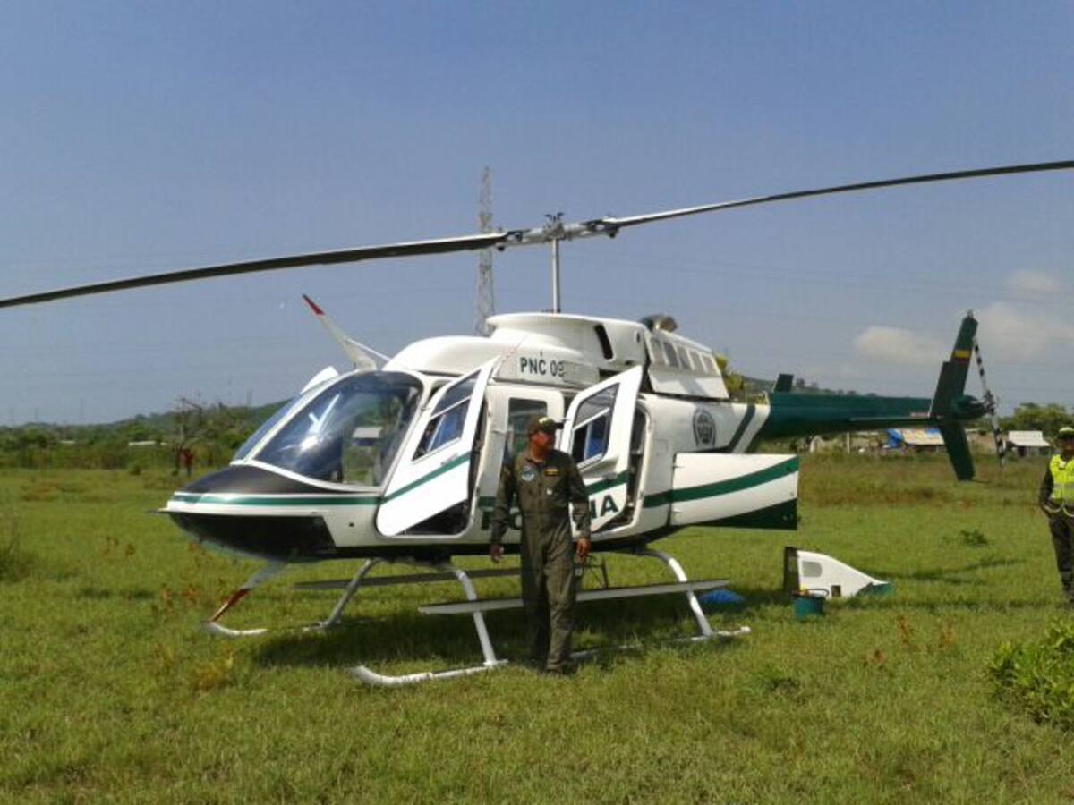 El helicóptero que presentó la falla mecánica. EL UNIVERSAL