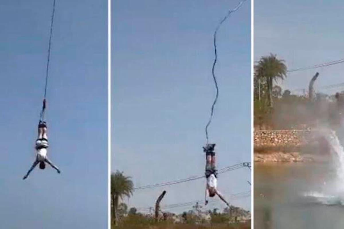 Video: Turista saltó en bungee jumping y se le rompió la cuerda