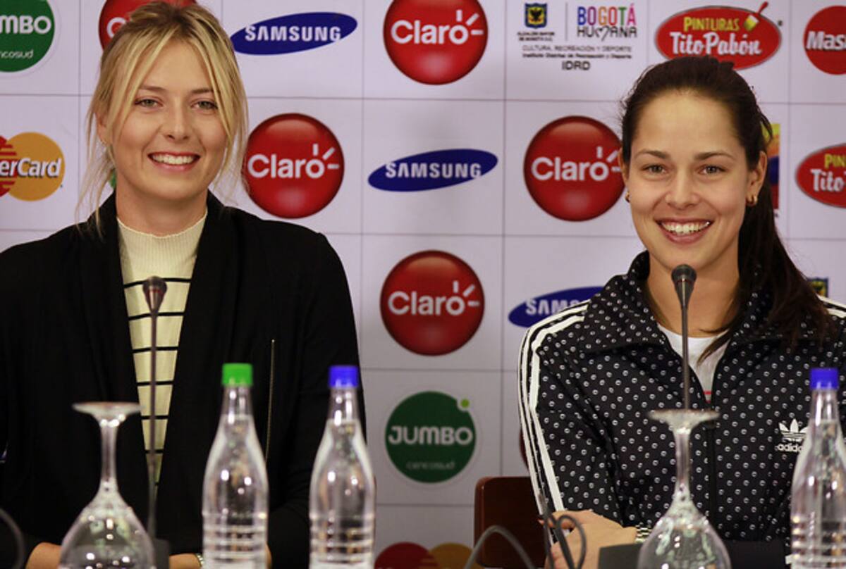 Las tenistas internacionales María Sharapova y Ana Ivanovic ofrecieron este jueves una conferencia de prensa, en la víspera al juego de exhibición que ofrecerán en Bogotá. Colprensa