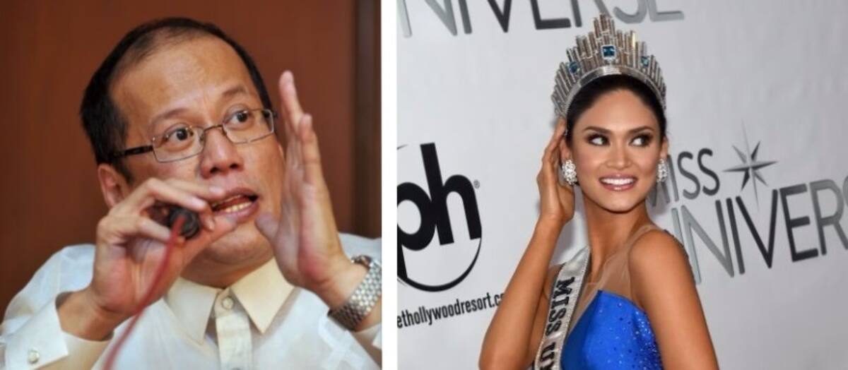 Benigno Aquino, presidente de Filipinas y la nueva Miss Universo. ARCHIVO
