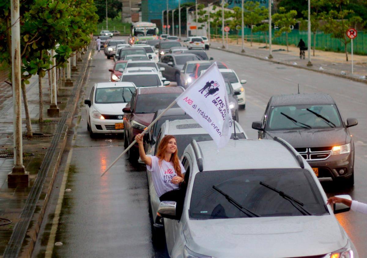 En 12 de junio varios barranquilleros salieron a las calles para decir no al trabajo infantil. //CORTESÍA.