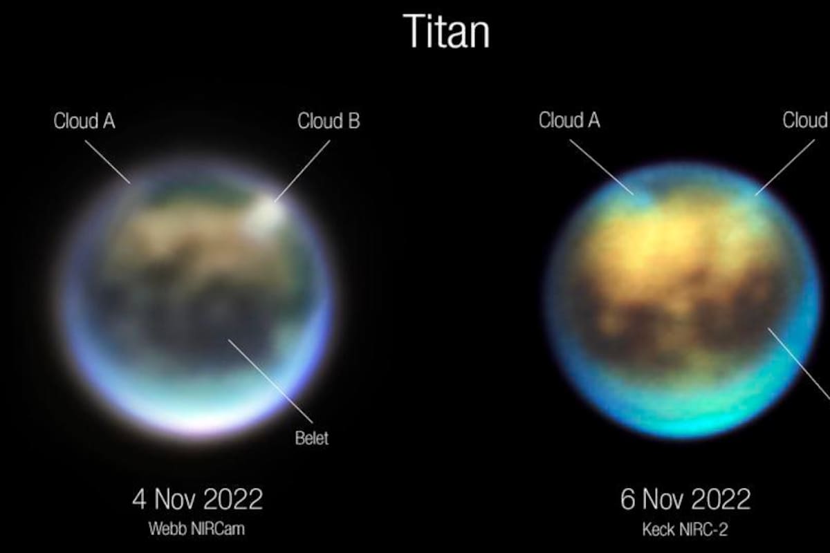 Titán, la luna de Saturno con ríos y lagos, vista de cerca por el James Webb