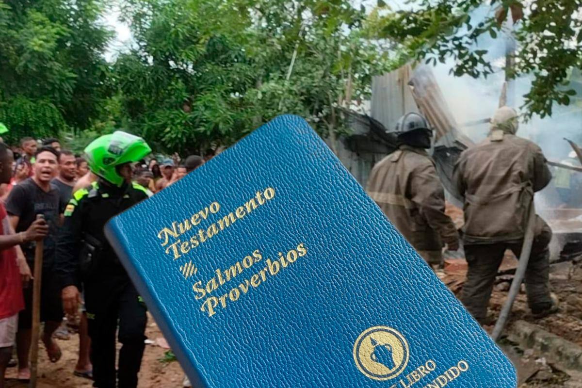 Nuevo Testamento quedó intacto en incendio que arrasó con 2 casas en Cartagena