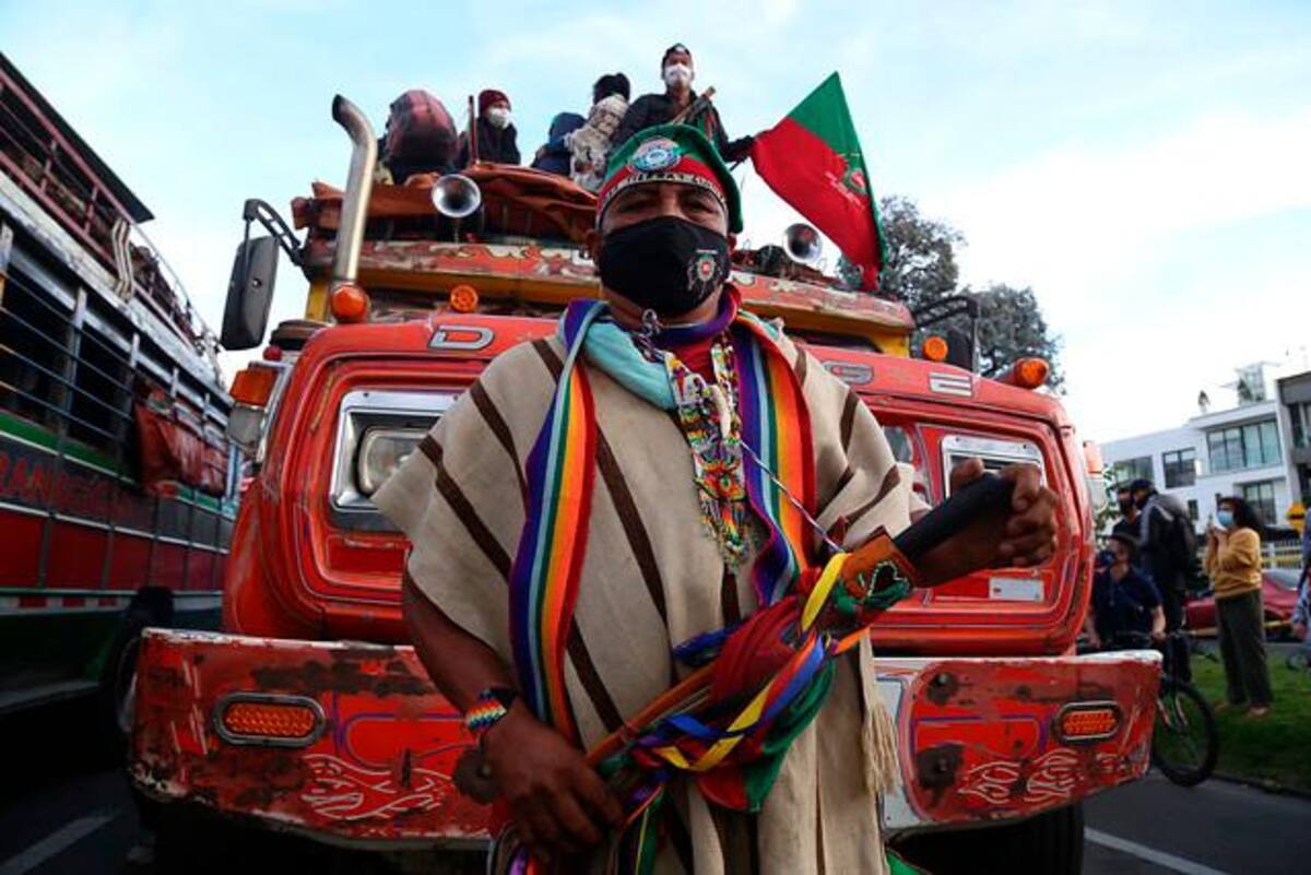 Los indígenas del Cauca llegaron a Bogotá tras varios días de caravana, con el propósito de ser escuchados por Iván Duque. Colprensa