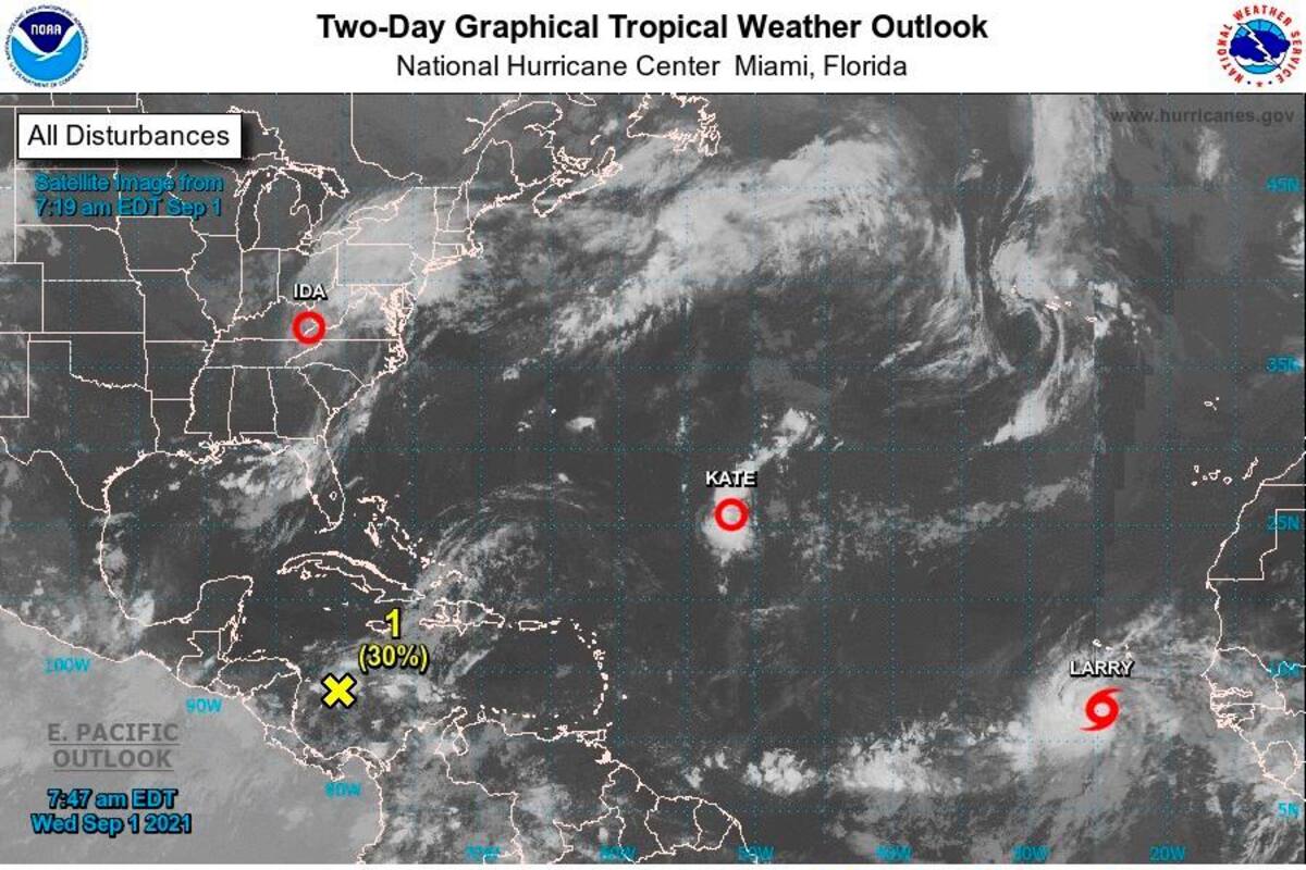 Nueva tormenta tropical Larry será huracán para el jueves o viernes