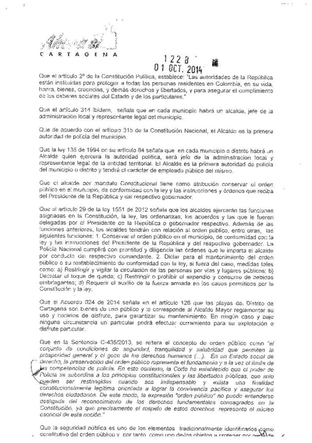 Decreto expedido por la Alcaldía. Página 2.