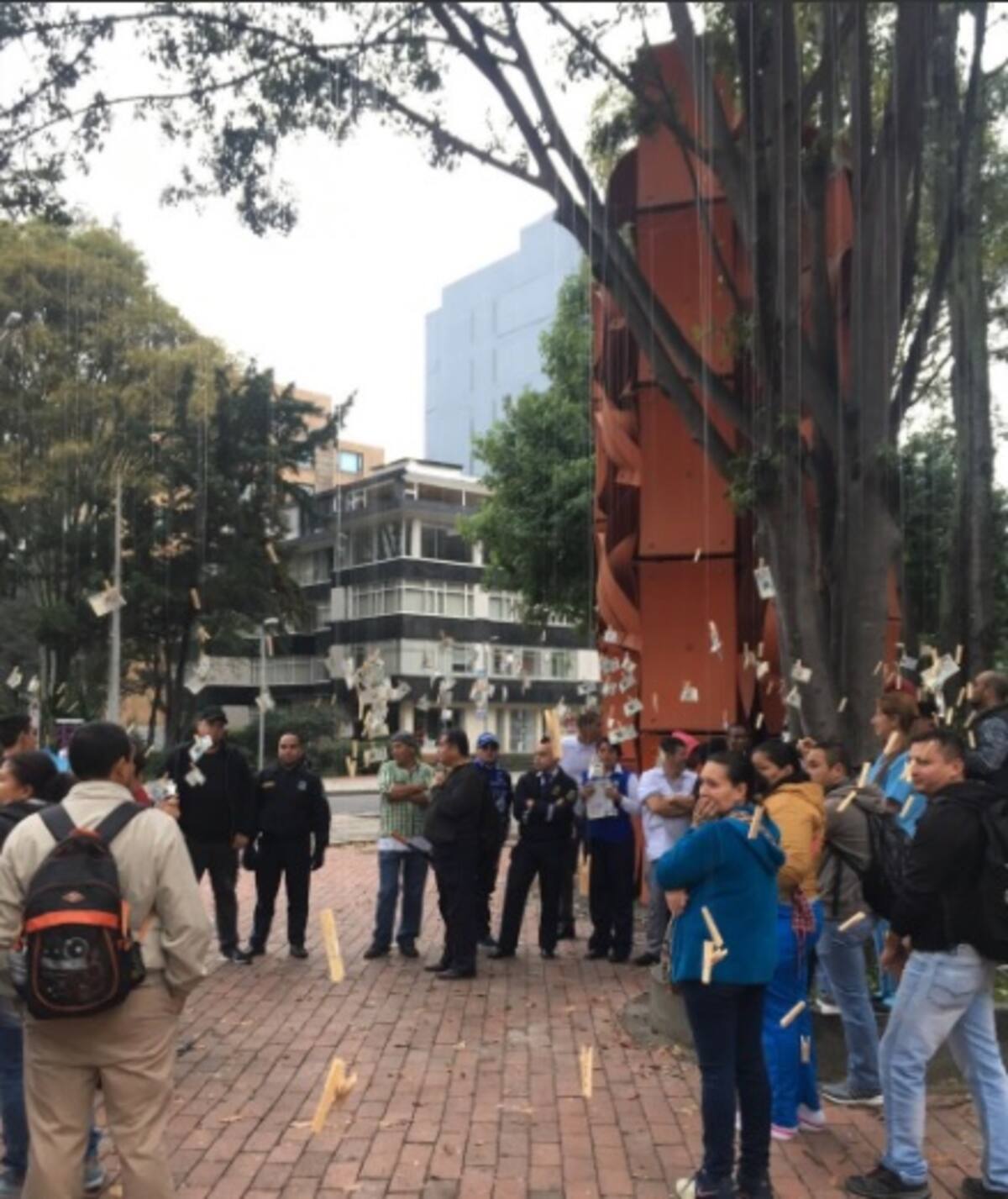 Árbol de billentes de 20 mil en El Virrrey, Bogotá. Twitter.