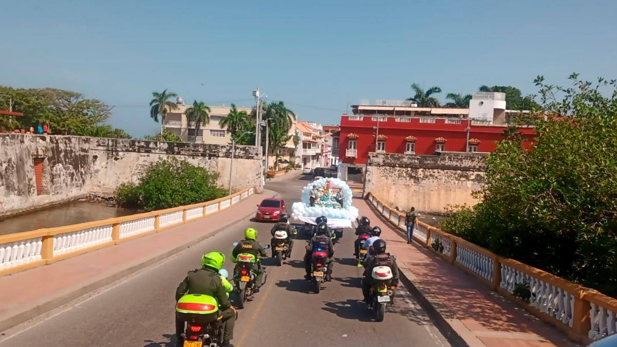 Caravana de la Policía Metropolitana de Cartagena se unió a las festividades de la Virgen del Carmen, patrona de los conductores. //CORTESÍA