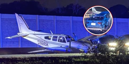 Video: avioneta impacta un carro tras aterrizar de emergencia