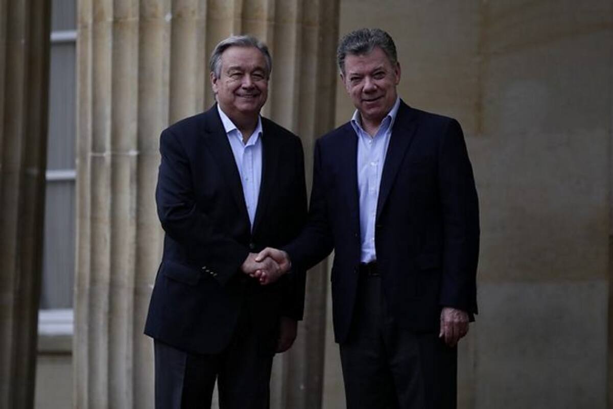 El Secretario general de la ONU, Antonio Guterres llegó al Palacio de Nariño. Colprensa.