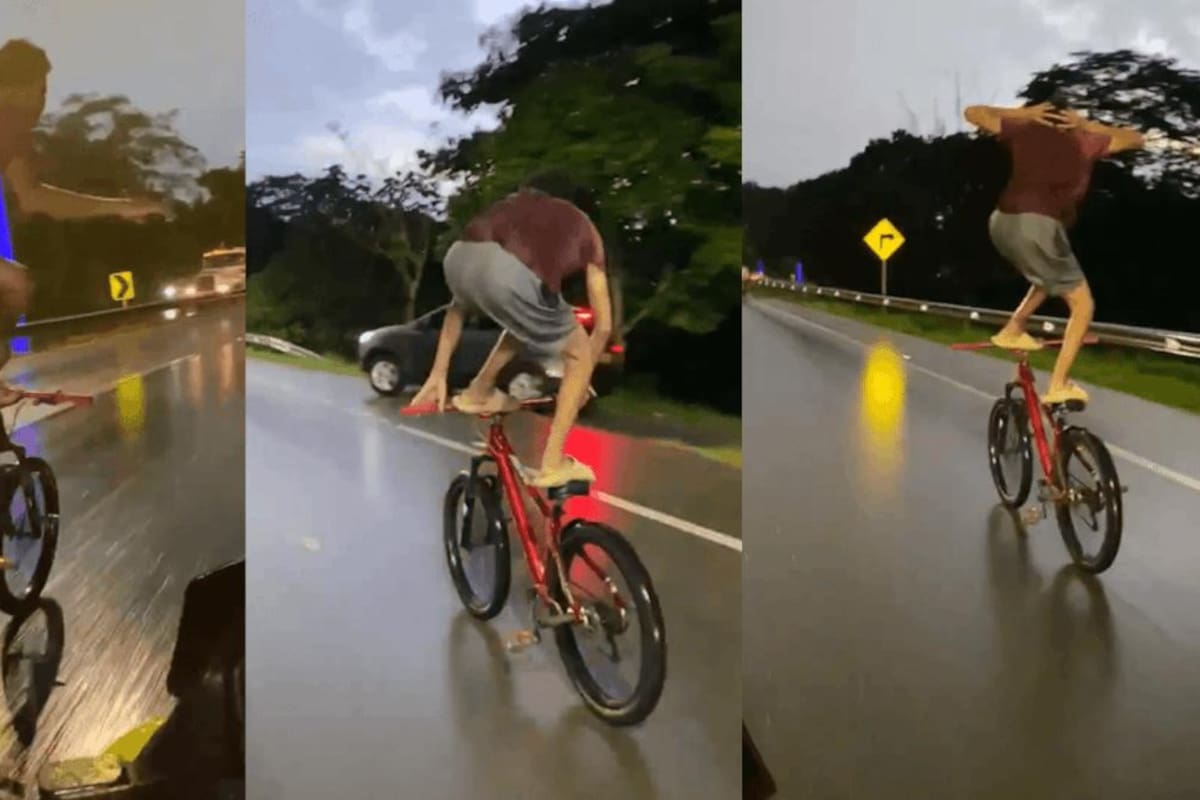 Video: La peligrosa maniobra de un joven para bajar loma de Turbaco en bicicleta
