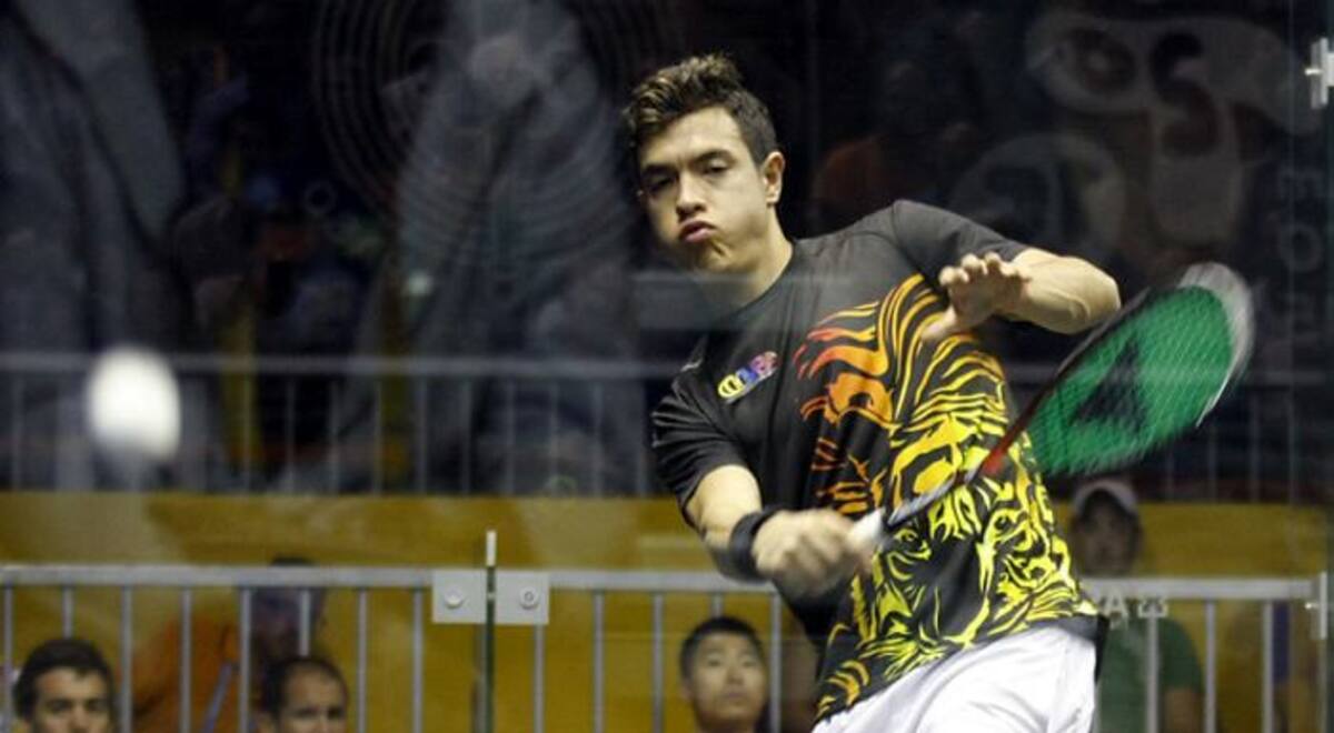 El colombiano Miguel Ángel Rodríguez en la final de sencillos de squash en los XVII Juegos Panamericanos Toronto 2015. Colprensa - Filiberto Rojas Ferro
