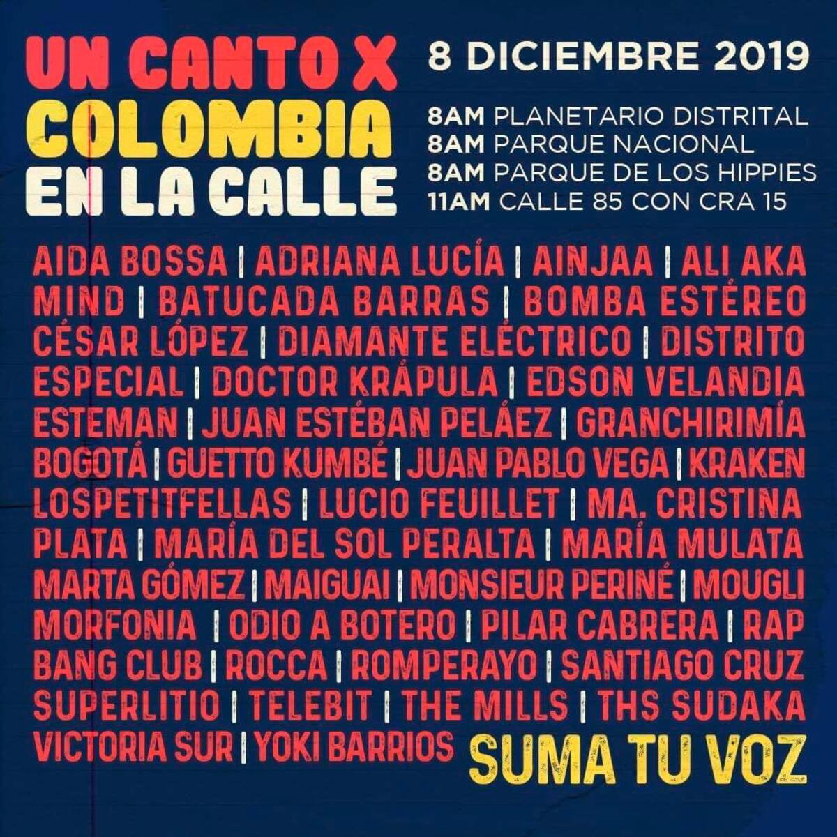 Cantantes que se presentarán durante el concierto. // Redes