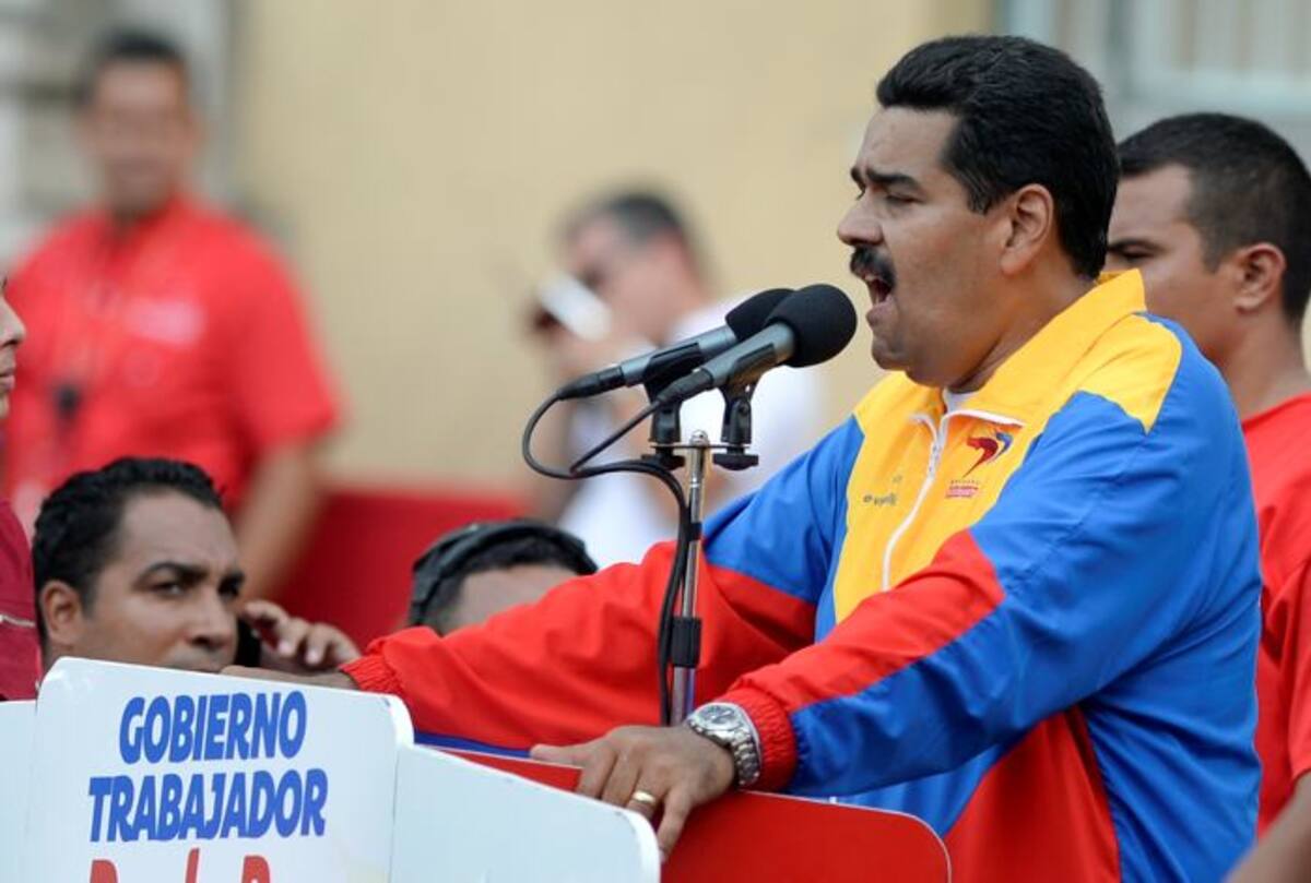 Nicolas Maduro durante su discurso en el Día Internacional del Trabajo. AFP