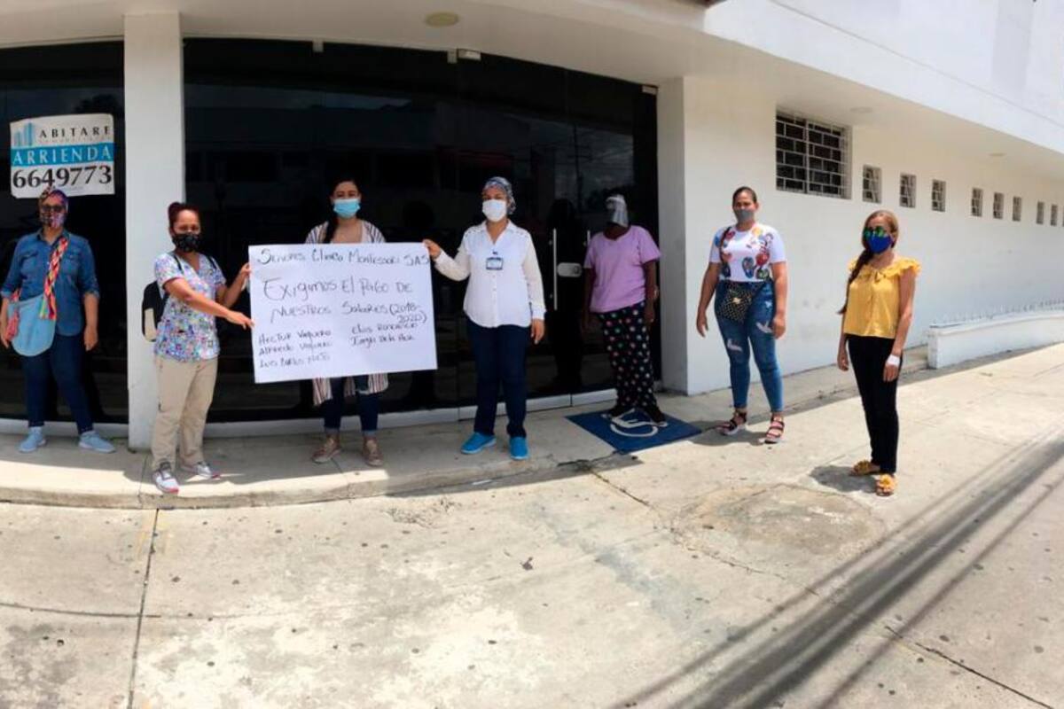 Extrabajadores de clínica hicieron plantón en Turbaco