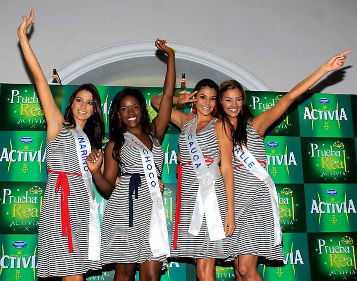 Las ganadoras del mini concurso: Catalina Lasso, señorita Nariño; Yesica Paola Montoya, señorita Chocó; Jeniffer Martínez, señorita Cauca, y Melina Ramírez, señorita Valle. Maruja Parra/ El Universal