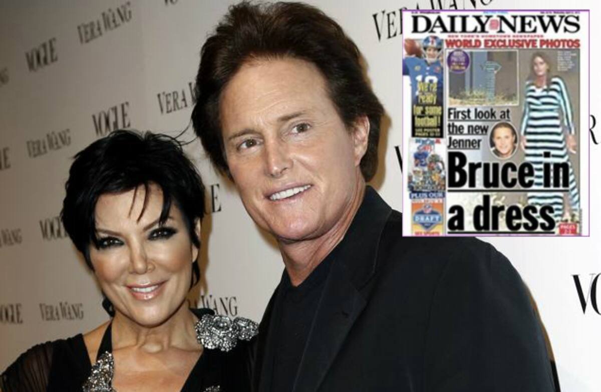 Bruce Jenner y su expareja Kris Kardashian. Arriba la portada de Daily News con la primicia.