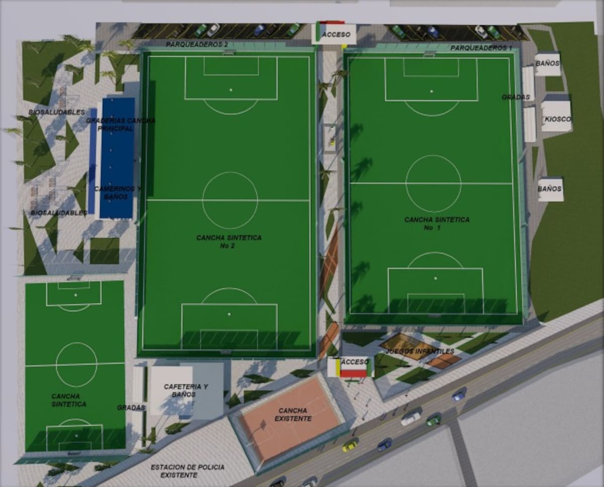Diseño de la obra deportiva en Alameda la Victoria. Cortesía