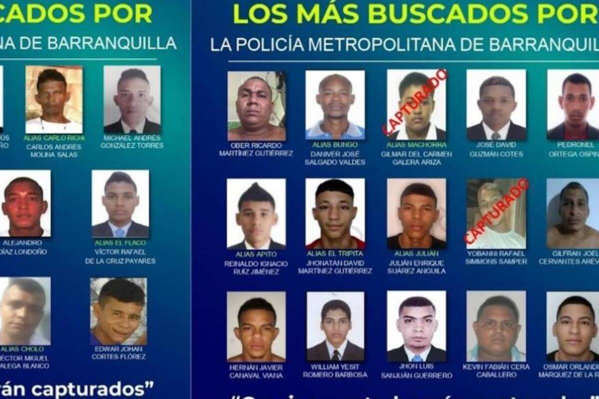 Policía revela las 32 personas más buscadas en Barranquilla y su área metropolitana