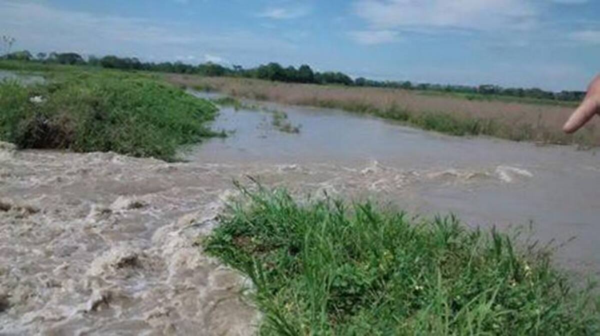Inundación en el sector La Espiga, en Nechí (Antioquia). CORTESÍA