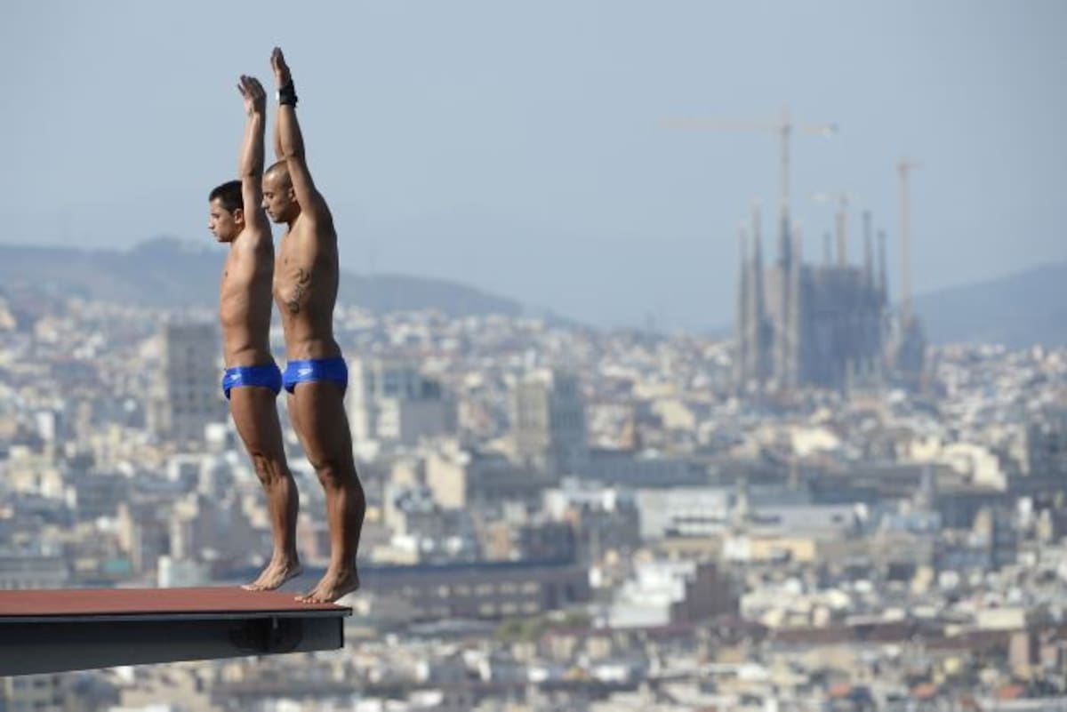 Clavadistas colombianos en el Mundial de natación de Barcelona AFP