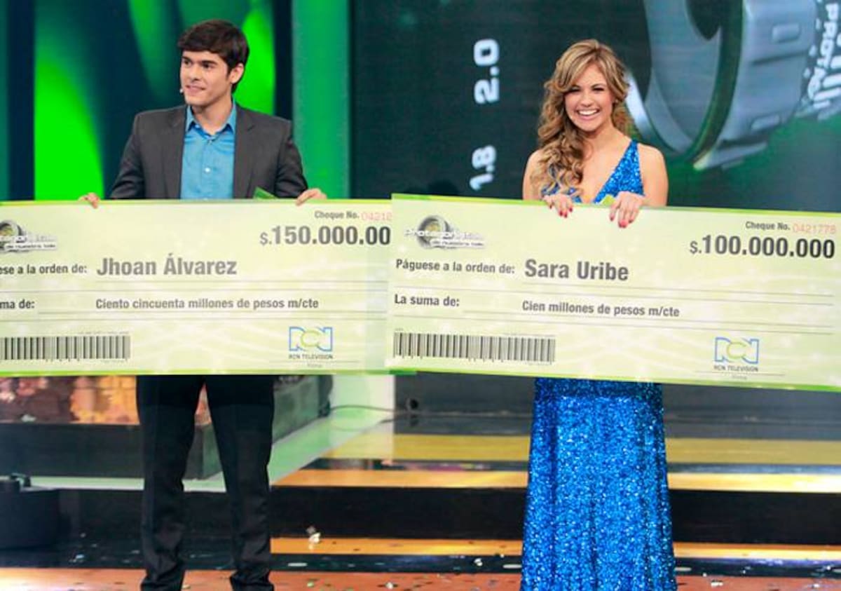 Jhoan y Sara, ganadores de Protagonistas de Nuestra Tele, se llevaron 150 y 100 millones de pesos respectivamente. COLPRENSA