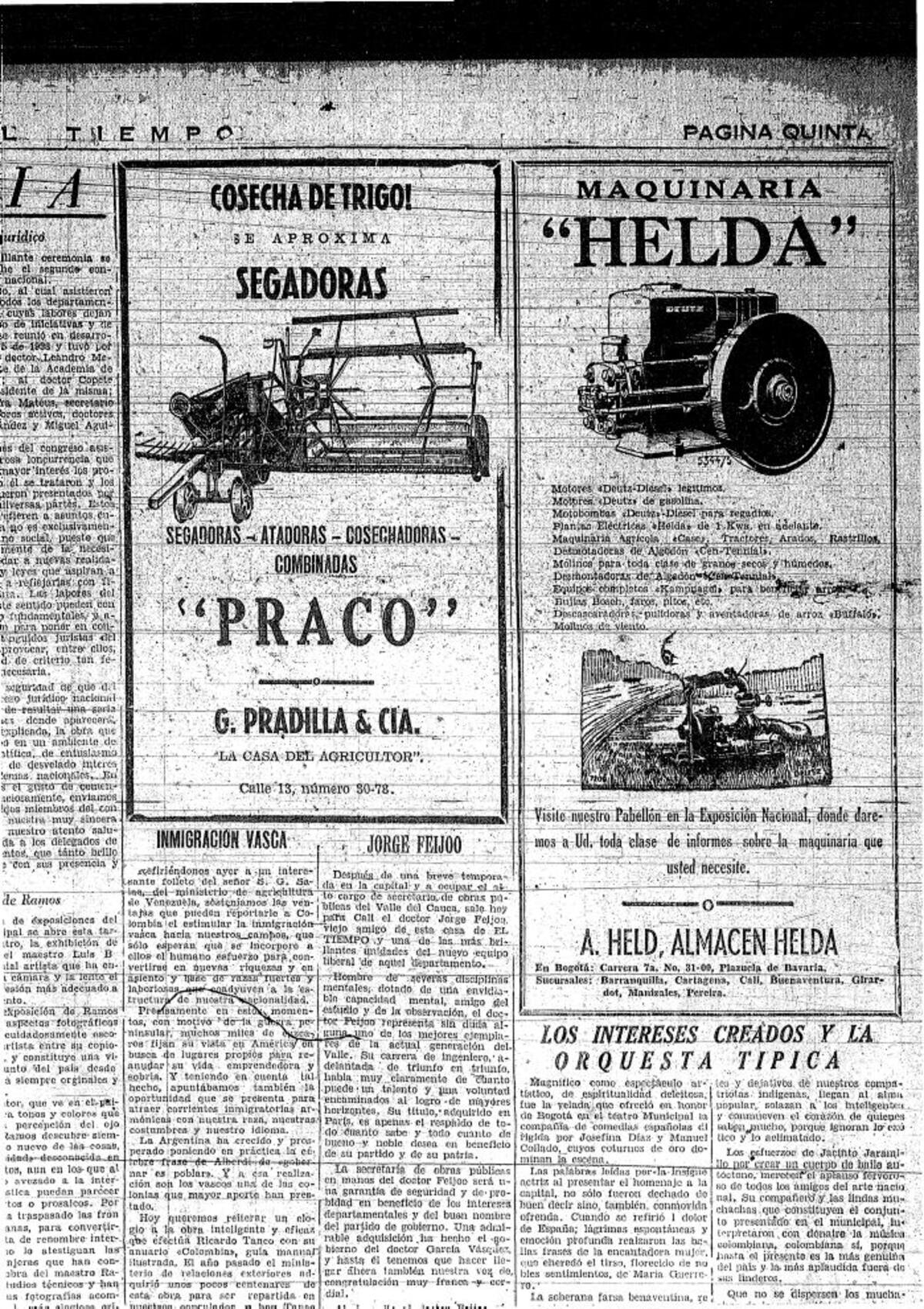 El anuncio de la inmigración vasca a Colombia.