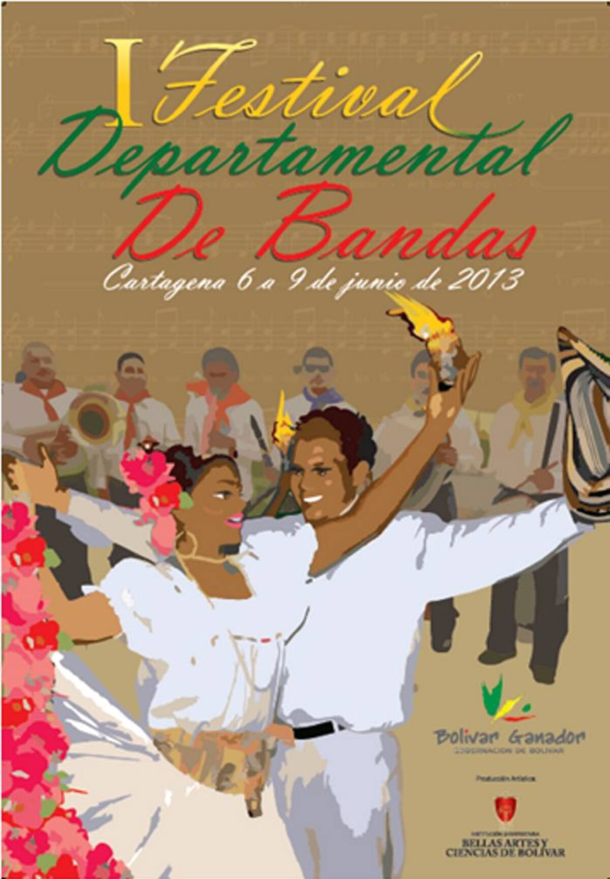 Afiche promocional del Pimer Festival de Bandas Bolívar 2013 CORTESÍA
