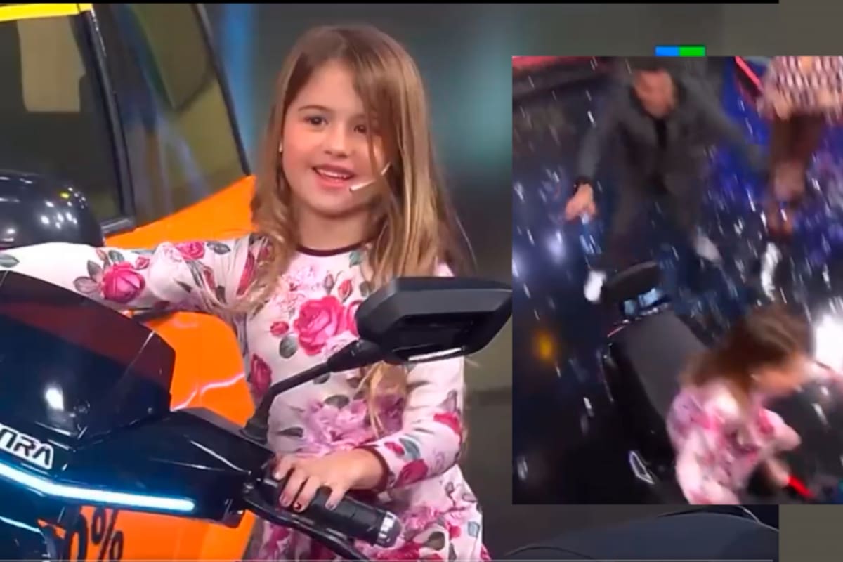Video: niña acelera moto en programa de TV y casi provoca una tragedia