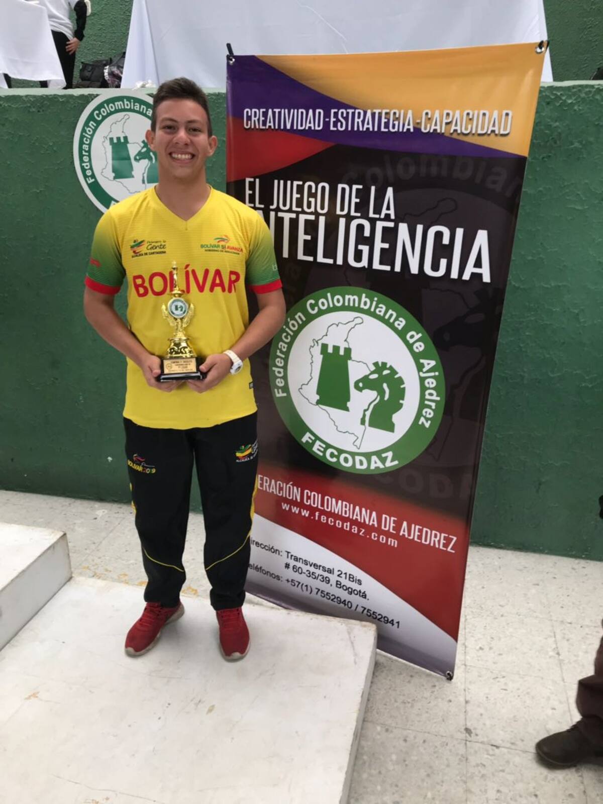 Jesús Marcial, campeón de la Semifinal Nacional de Ajedrez, realizada en Bogotá, en la categoría sub-18. Cortesía