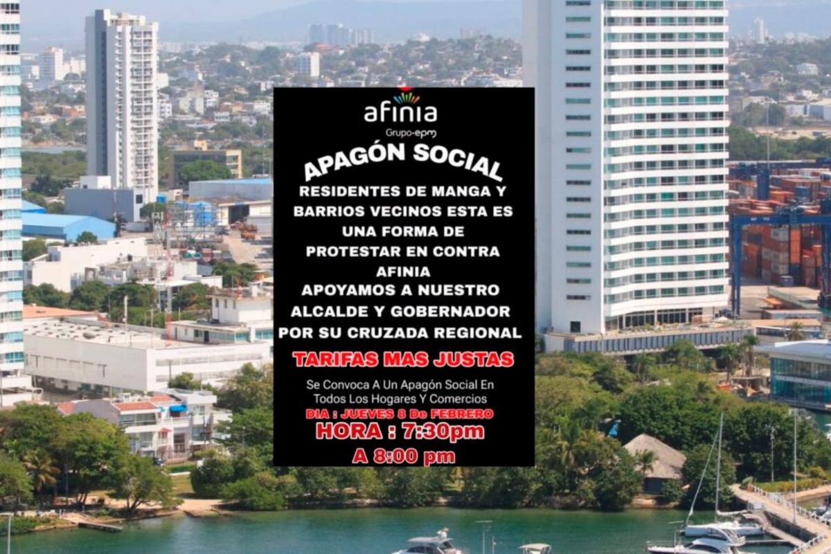 ¡Atención! Habrá un apagón social este jueves en Cartagena