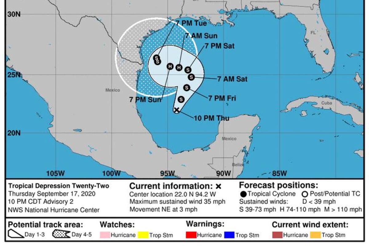 La depresión tropical número 22 se forma en el Golfo de México