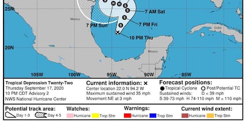 La depresión tropical número 22 se forma en el Golfo de México