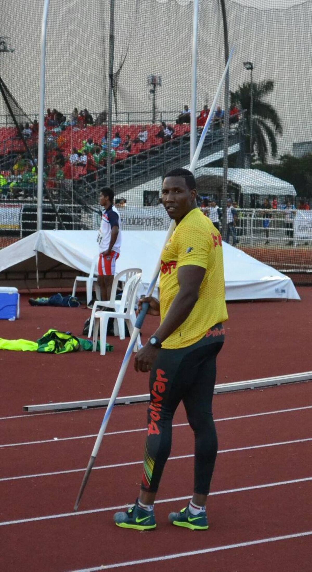 Arley Ibargüen también obtuvo metal dorado en atletismo, lanzamiento de jabalina. Cortesía