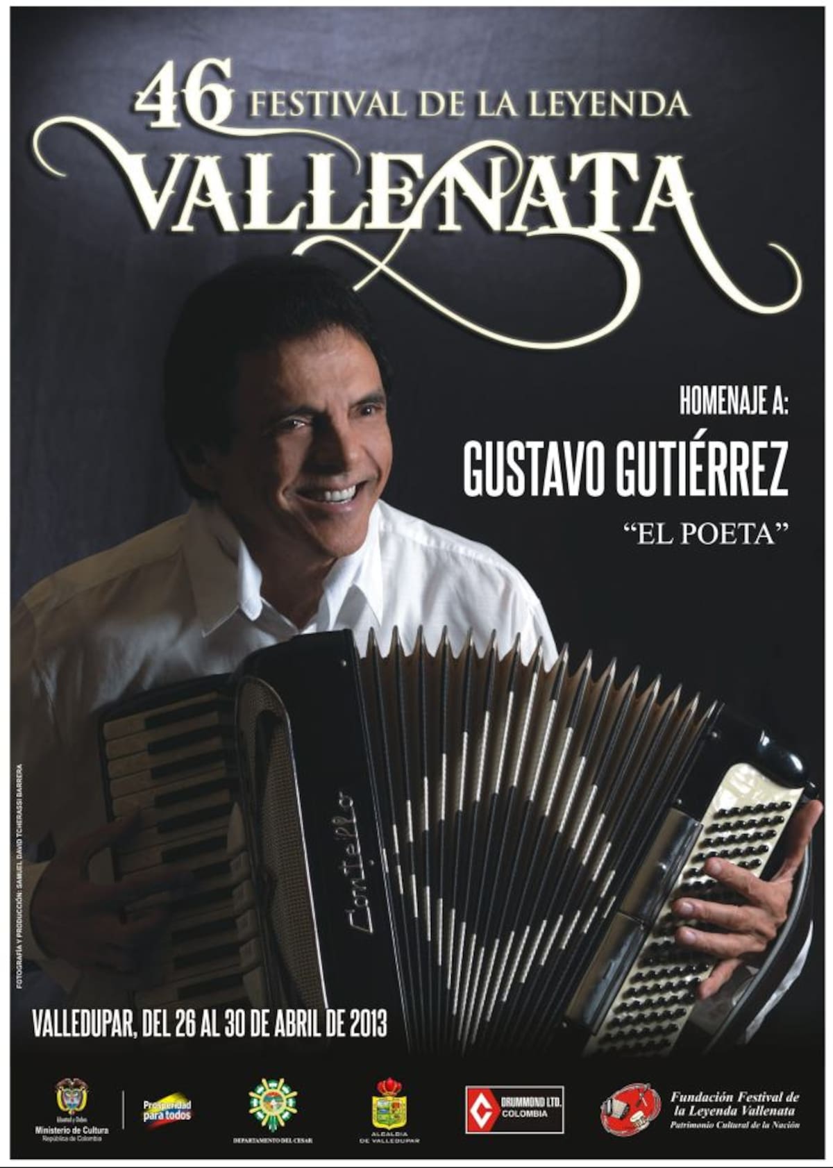 Afiche del 46 Festival de la Leyenda Vallenata, homenaje a Gustavo Gutiérrez. CORTESÍA