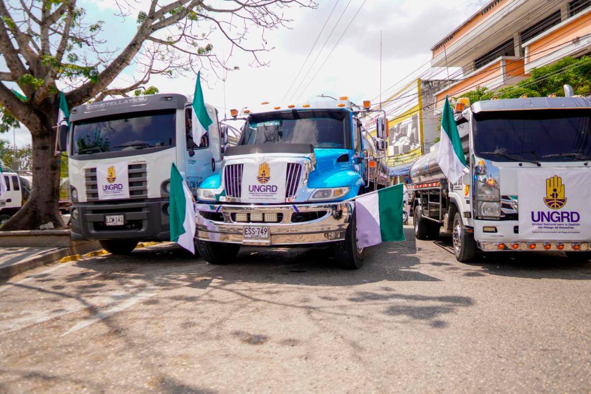 25 carrotanques de la Ungrd entregarán más de 380 mil litros de agua en Sucre