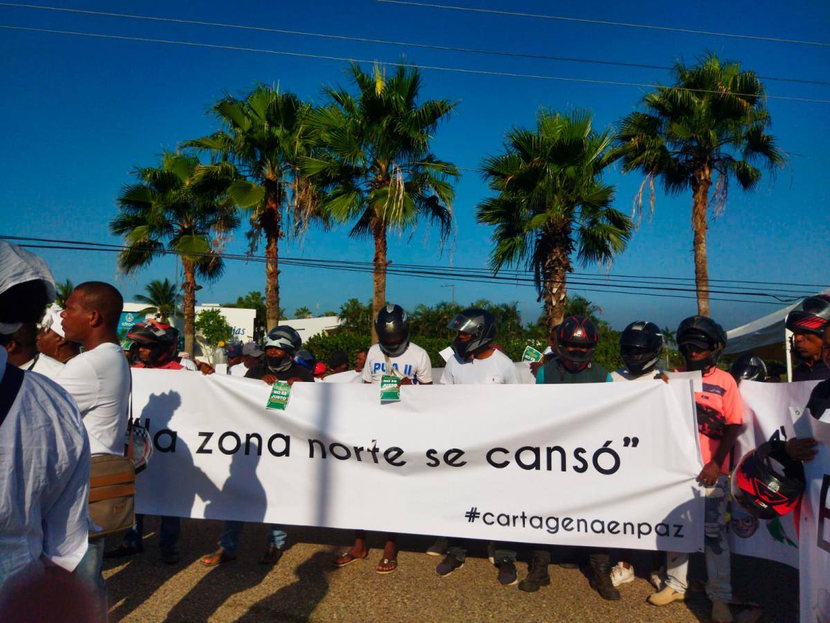 La protesta se hace en la Vía del Mar, en el sector Las Ramblas. // Cortesía