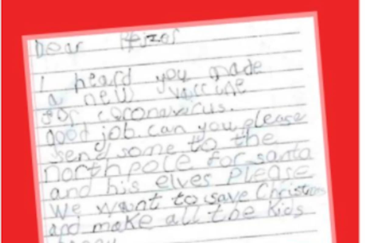 La carta más inocente de un niño a Pfizer y la respuesta de la empresa
