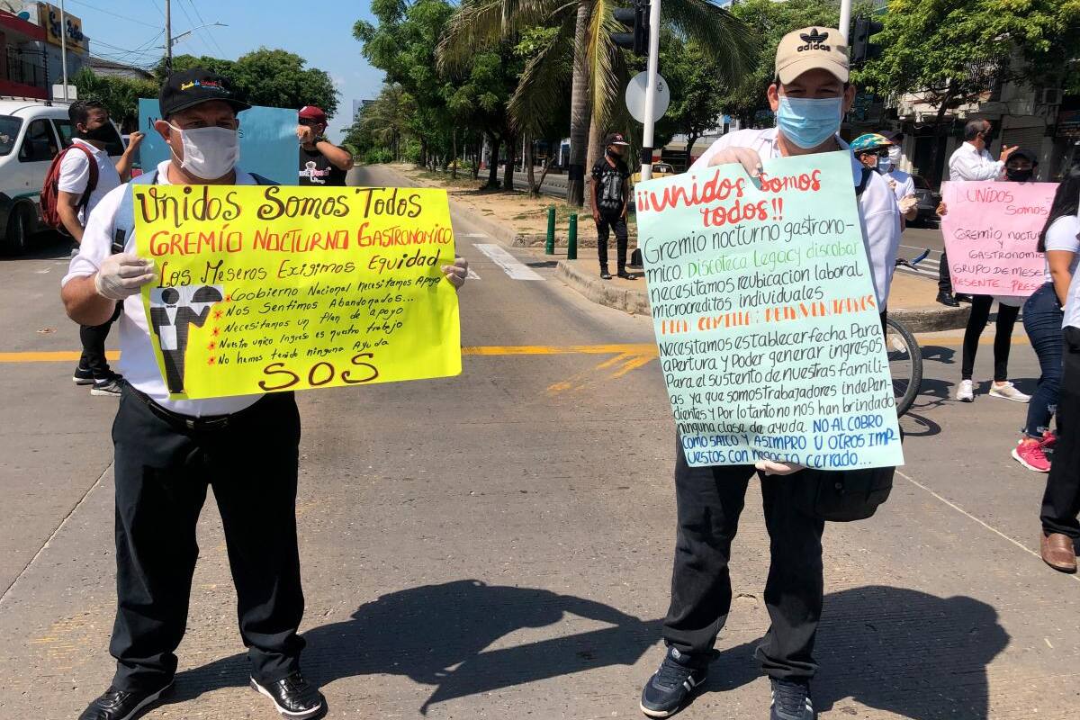 Plantón de trabajadores de restaurantes y centros nocturnos en Barranquilla