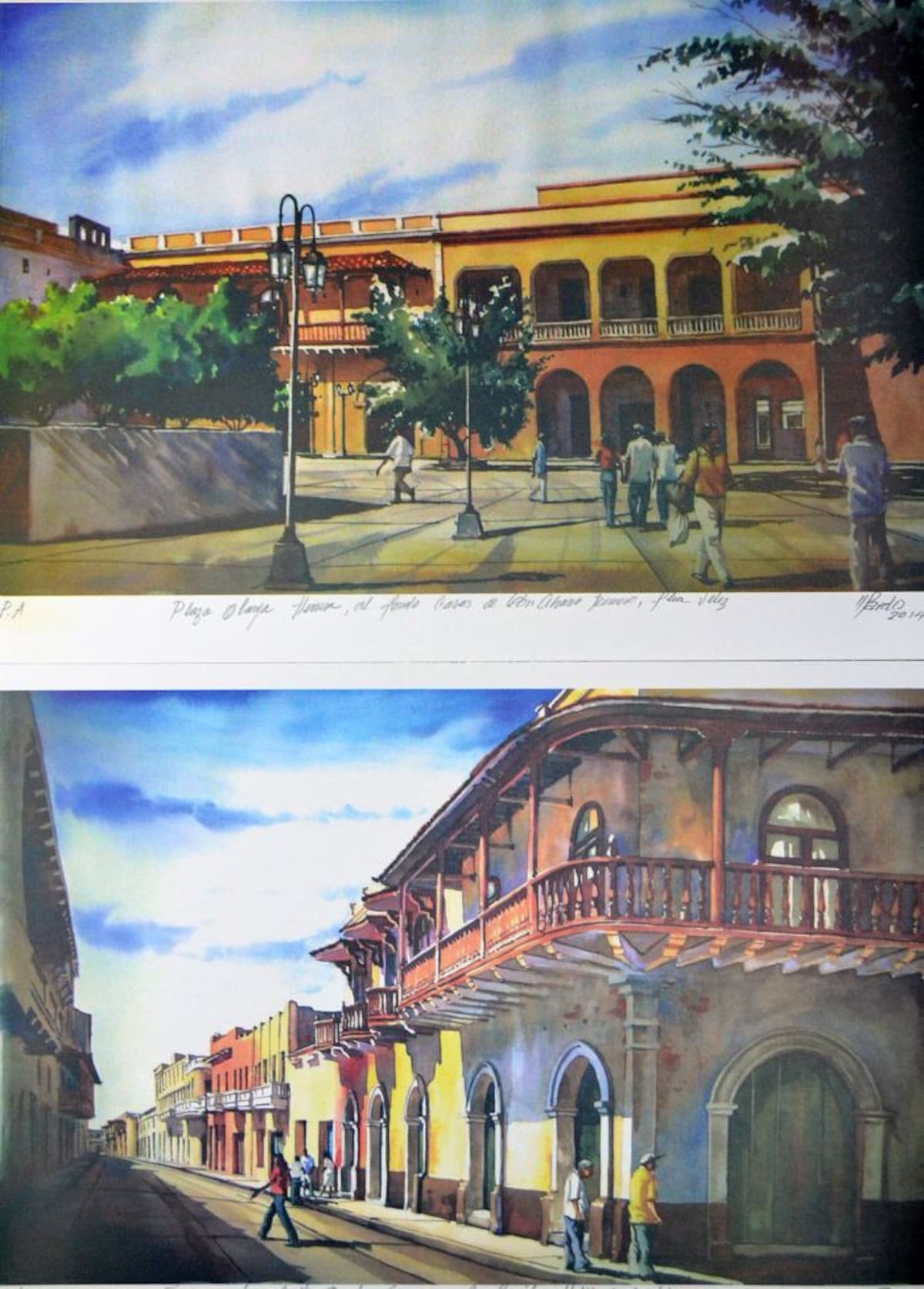 La Plaza Olaya Herrera y Calle Real, hace parte de la obra del pintor Reinaldo Martínez Pardo. MANUEL SANTIAGO PÉREZ/EL UNIVERSAL/