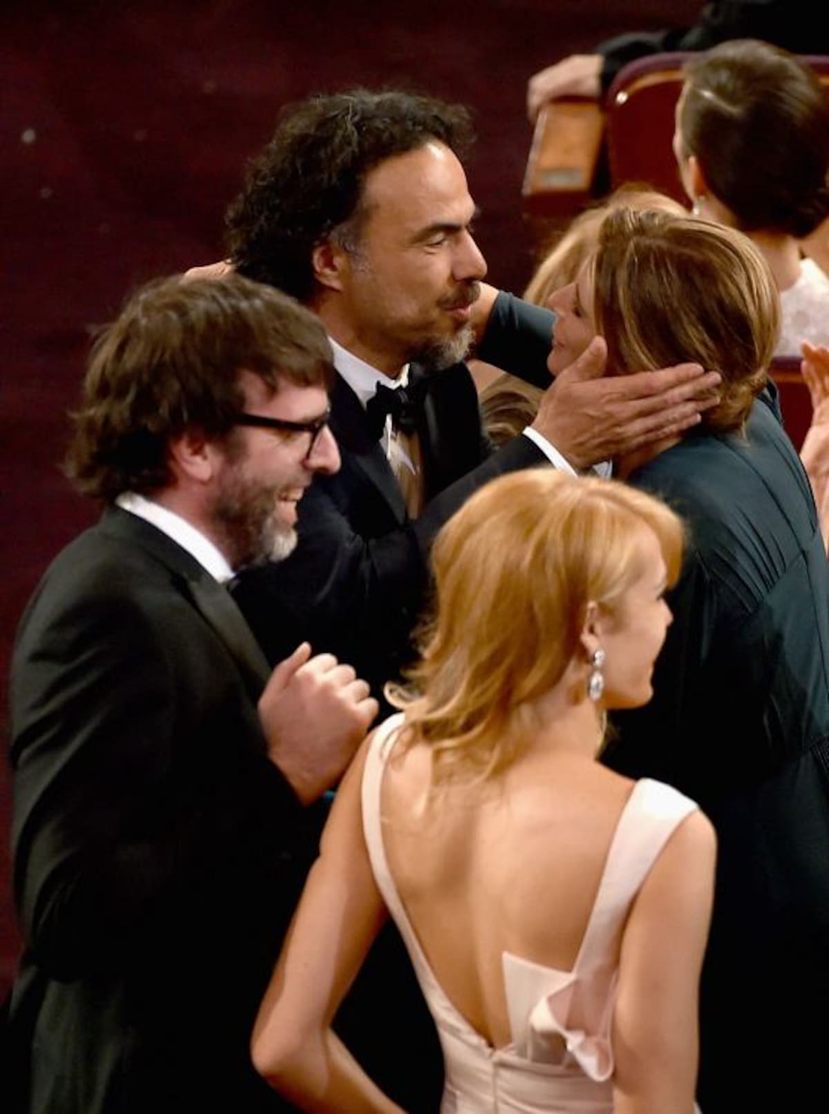 Nicolás Giacobone y Mariana en los Oscar. AFP KEVIN WINTER