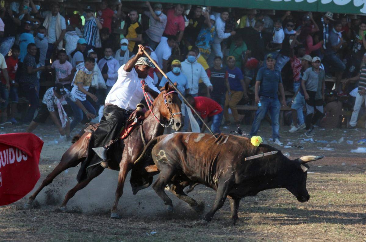 Los garrocheros se lucieron haciendo demostraciones de agilidad sobre el caballo. // Manuel Santiago Pérez.