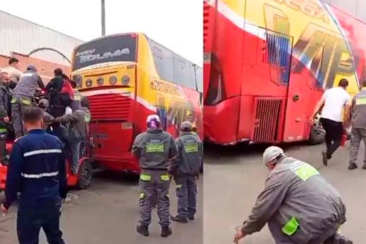Video: Conductor quedó debajo de bus que reparaba en plena carretera