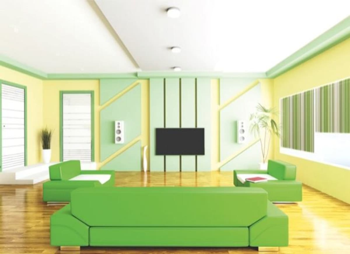 Si el área es amplia, no lo dude: amarillo para iluminar, verde vibrante o naranja al ciento por ciento.